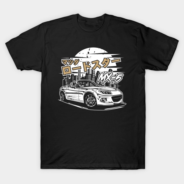 Miata MX-5 Roadster (White Print) T-Shirt by idrdesign